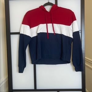 Red, white and blue loose cropped sweater